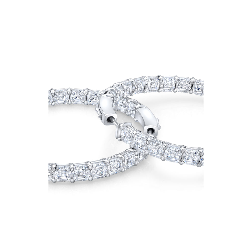 Olivia Lab Diamond Bold Inside Out Hoops 18k White Gold Asscher Pair