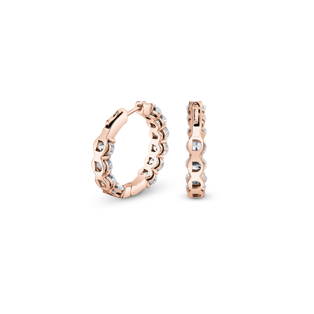 Olivia Lab Diamond Bold Inside Out Hoops 18k Rose Gold Oval Pair