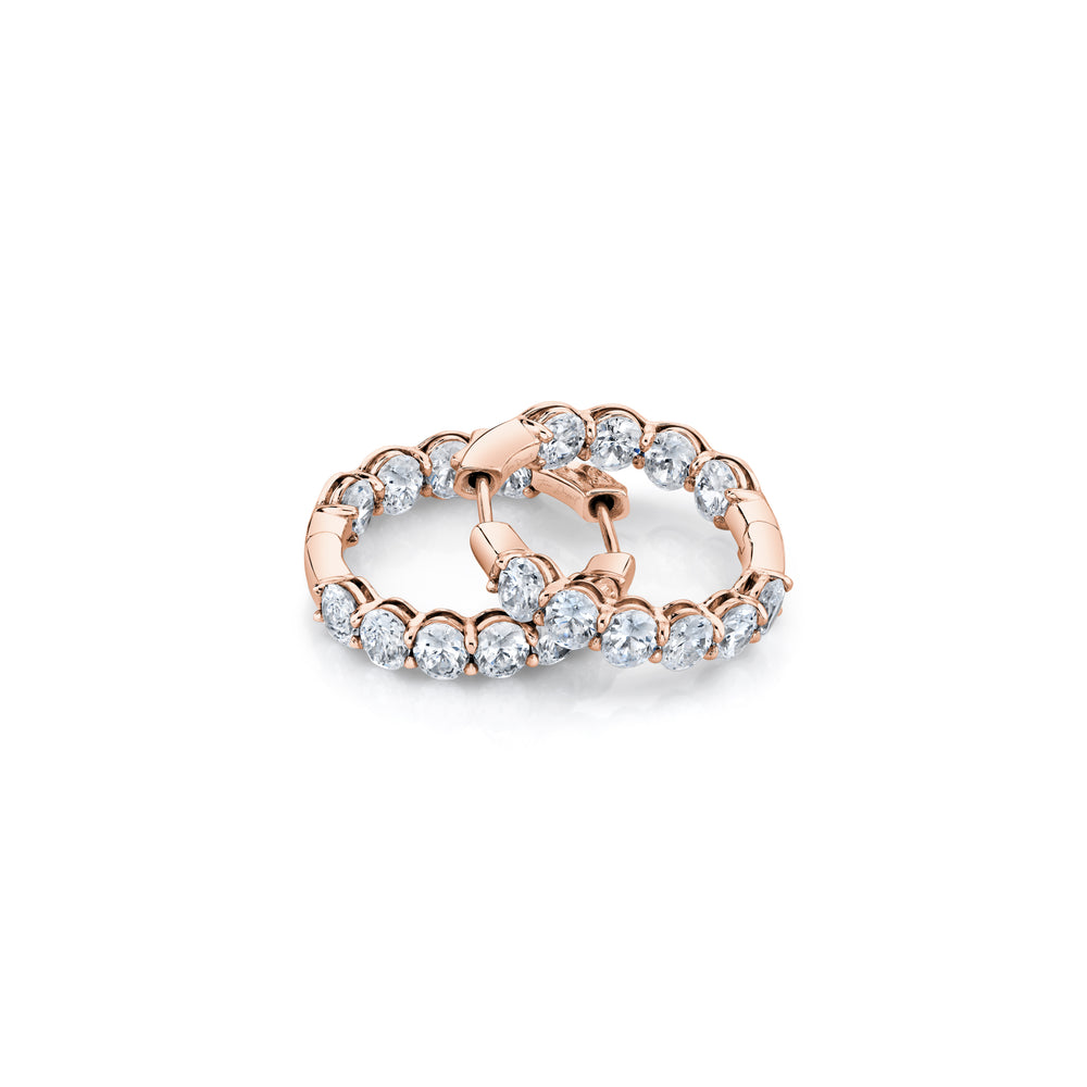 Olivia Lab Diamond Bold Inside Out Hoops 18k Rose Gold Oval Pair