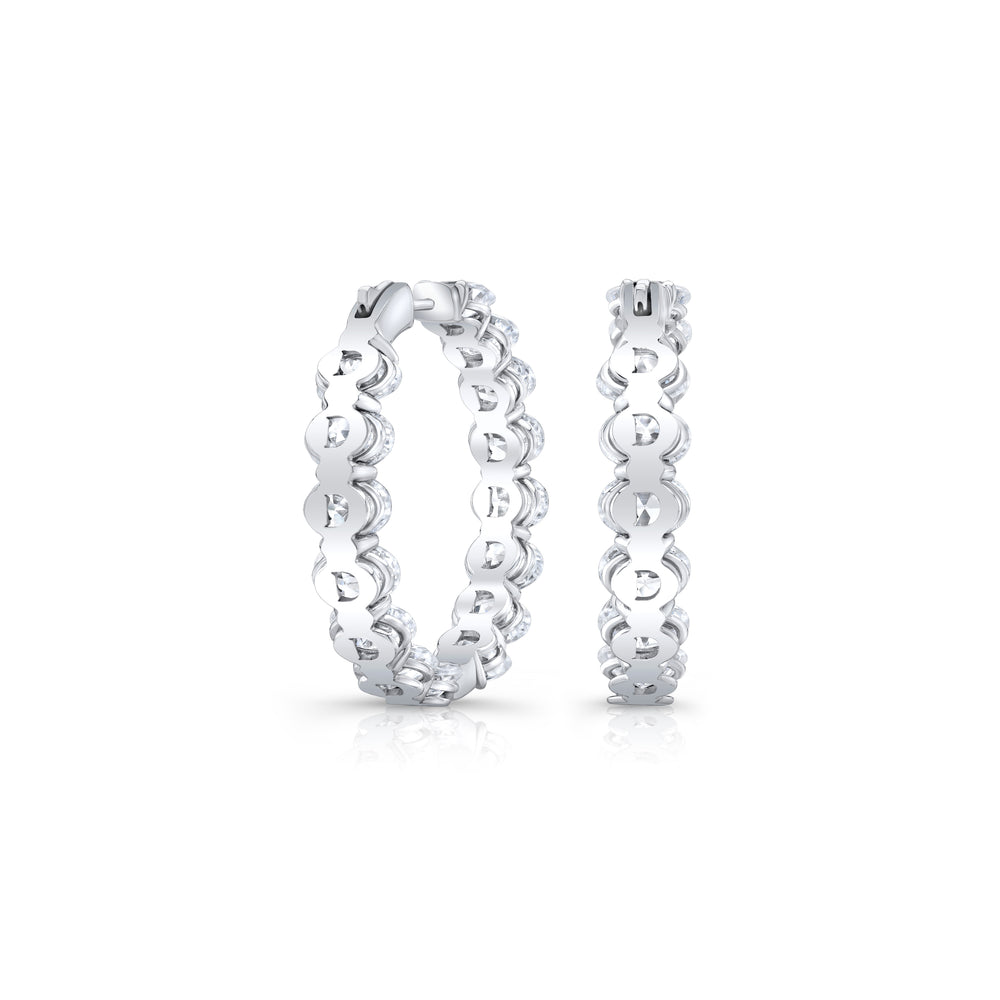 Olivia Lab Diamond Bold Inside Out Hoops 18k White Gold Oval Pair