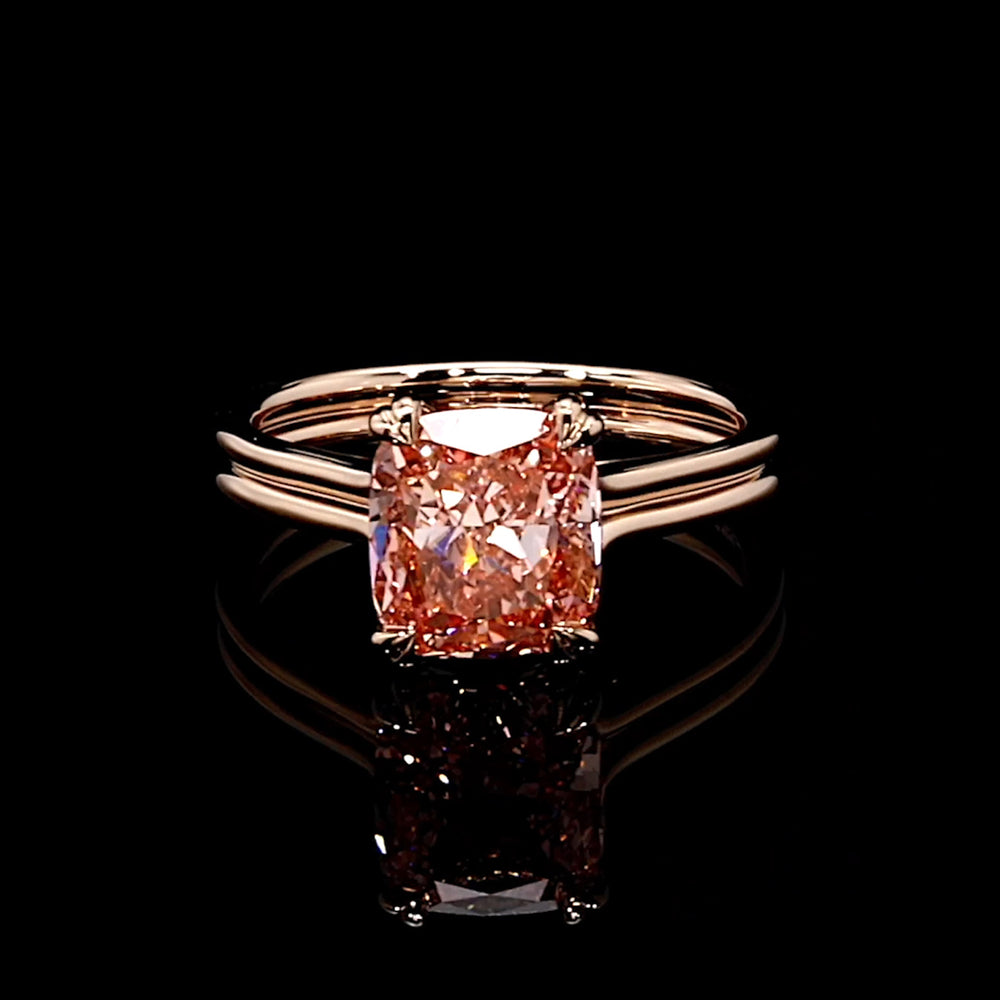 Elle Cushion Solitaire Lab Pink Diamond Engagement Ring image 1