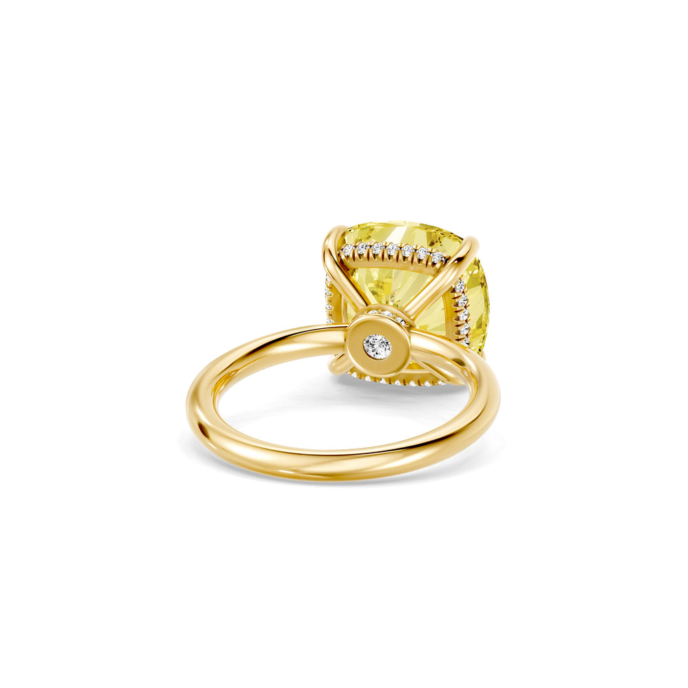 Audrey Cushion Cut Yellow Lab Diamond Solitaire Engagement Ring image 3