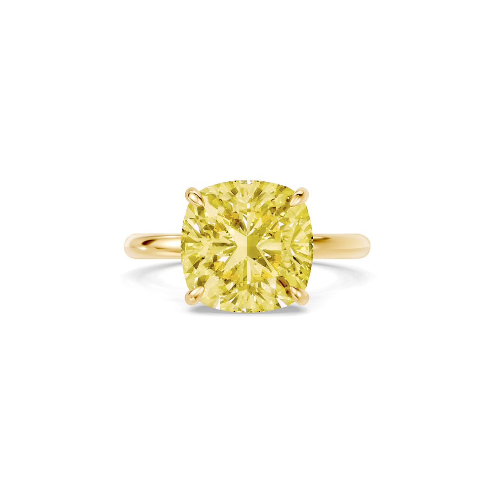 Audrey Cushion Cut Yellow Lab Diamond Solitaire Engagement Ring image 1