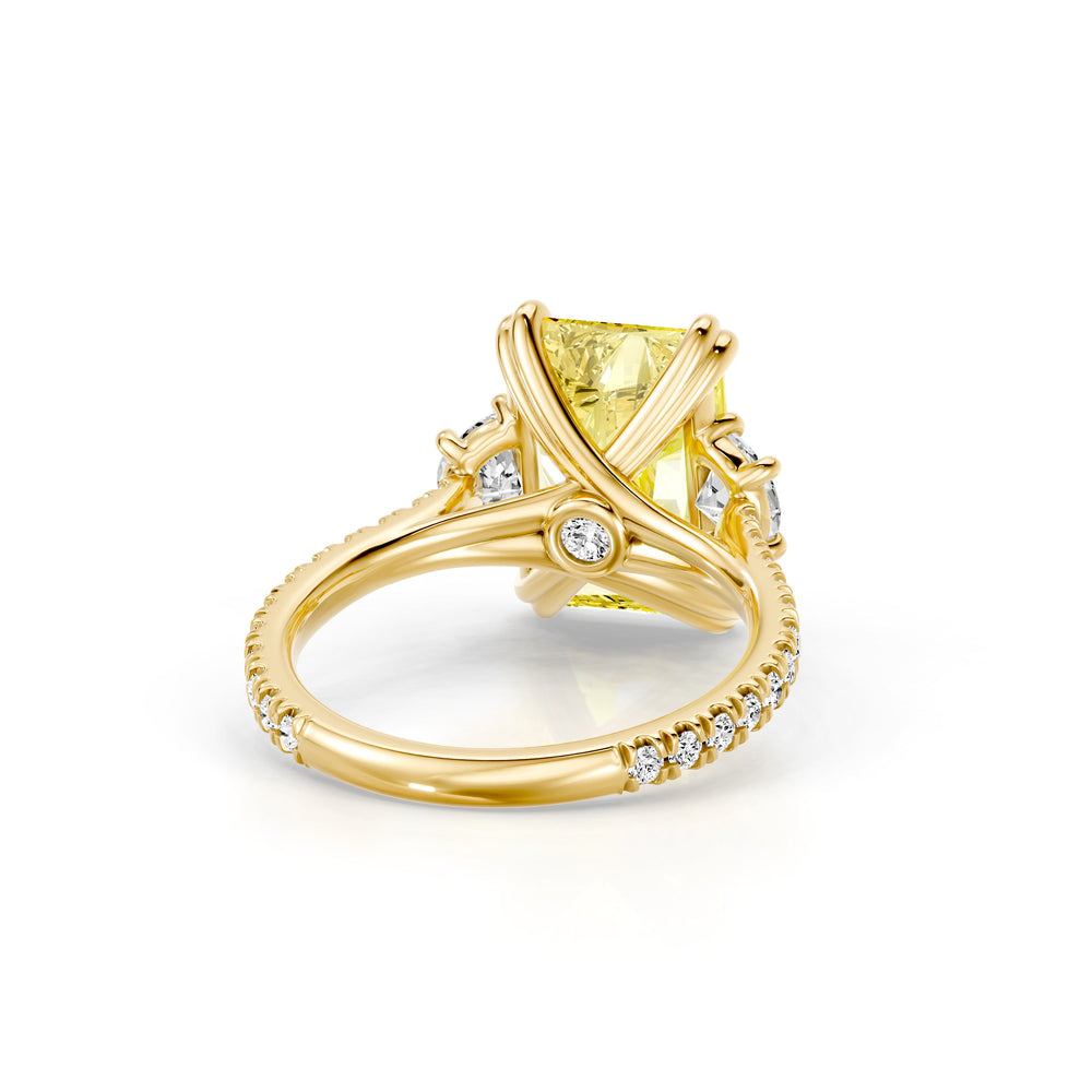Elle Radiant Cut Yellow Lab Diamond Three Stone Engagement Ring image 3