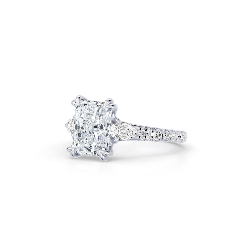 Jane Pear Three Stone Lab Diamond Engagement Ring - One Row Pavé image 62