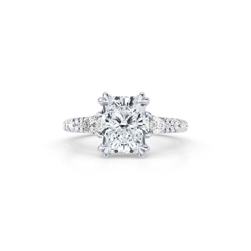 Jane Pear Three Stone Lab Diamond Engagement Ring - One Row Pavé image 61