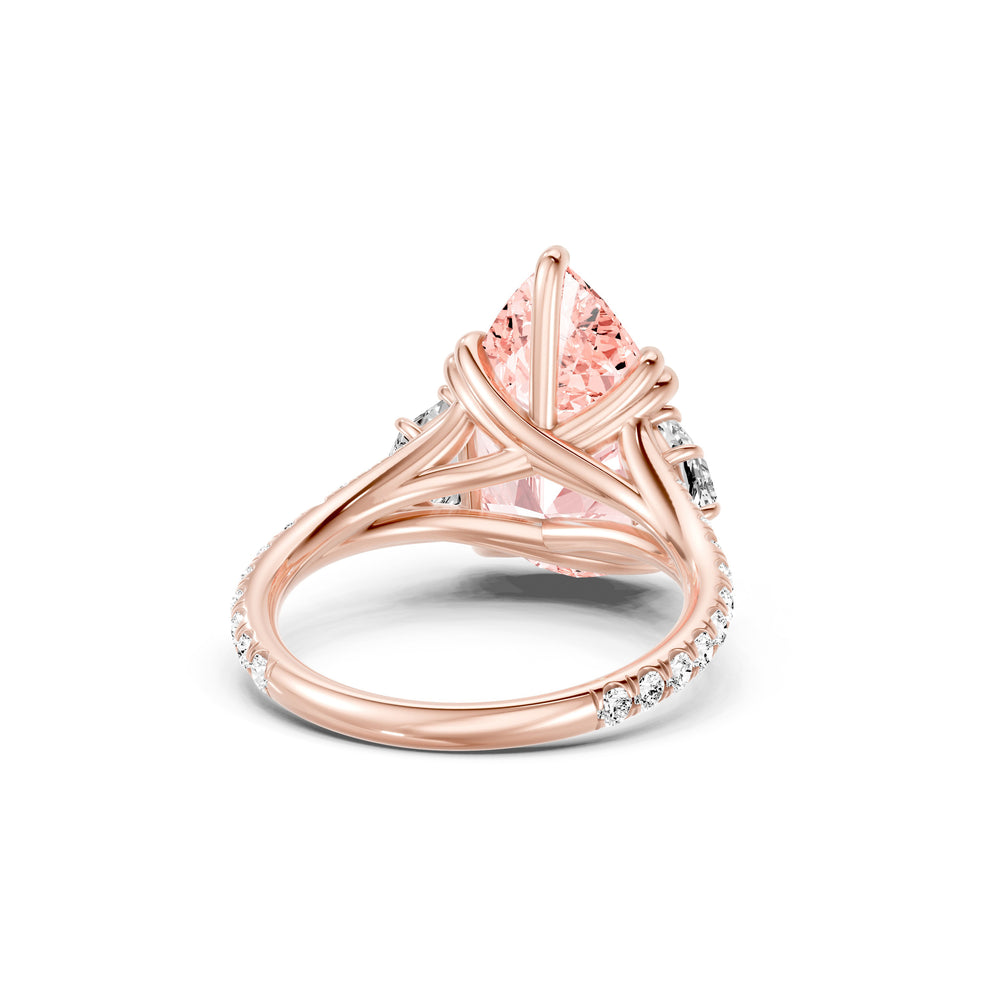 Jane Pear Cut Pink Three Stone Lab Diamond Engagement Ring image 3