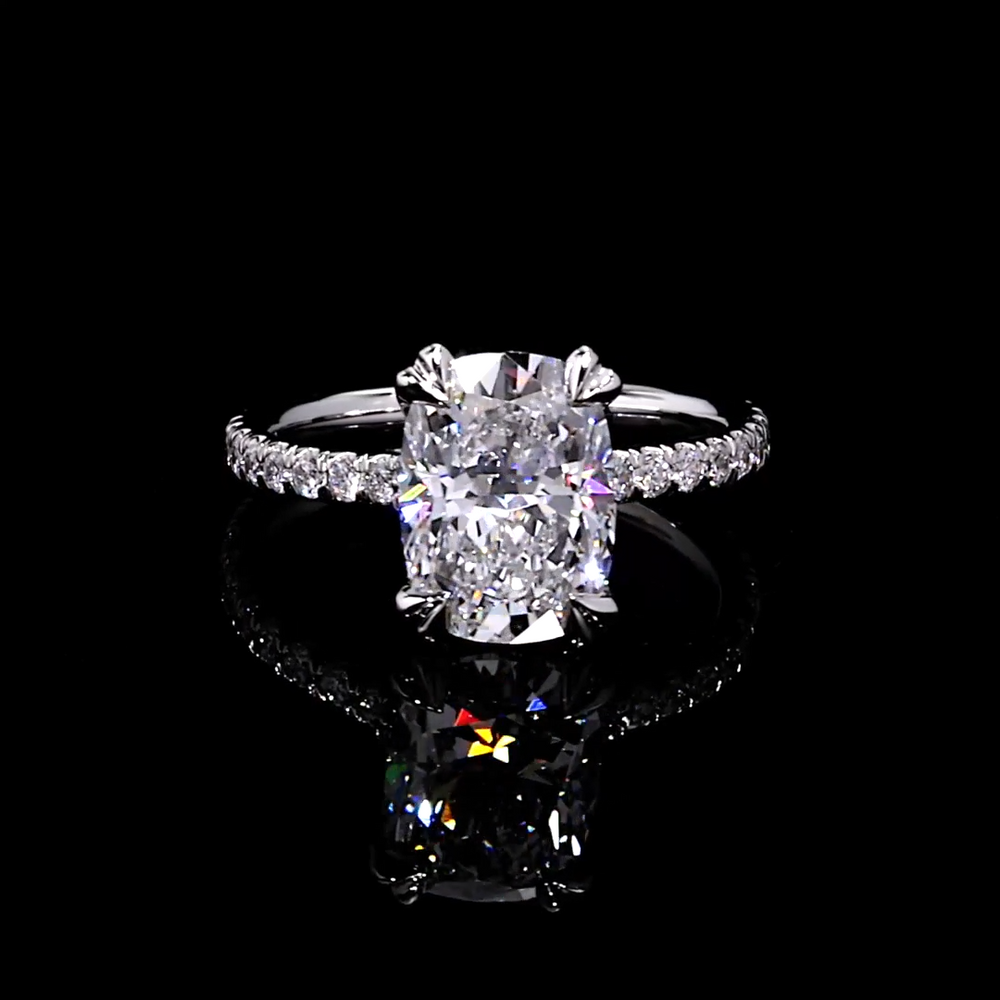 Elle Cushion Solitaire Lab Diamond Engagement Ring image 1