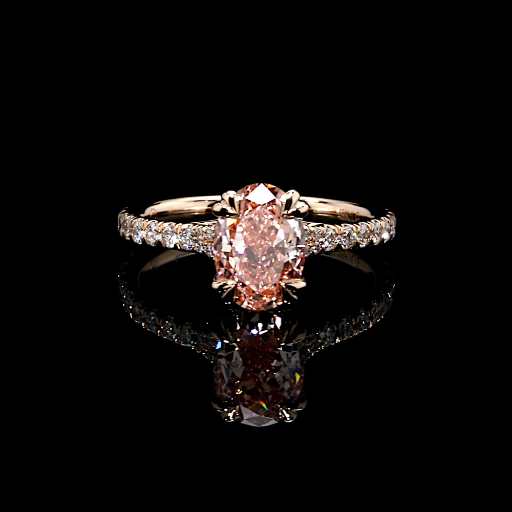Elle Oval Cut Pink Lab Diamond Solitaire Engagement Ring image 1