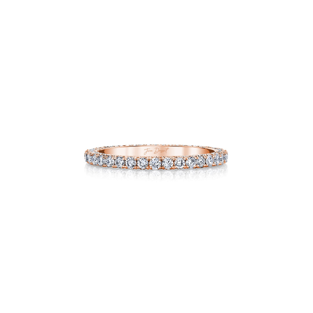Alyssa Lab Diamond Eternity Band 18k Rose Gold Three Row Eternity Front View