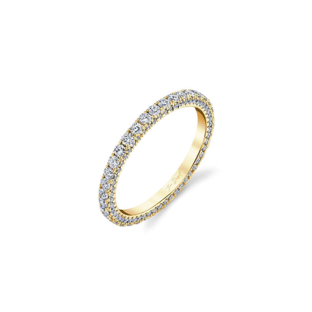 Alyssa Lab Diamond Eternity Band 18k Yellow Gold Three Row Eternity 3/4 View