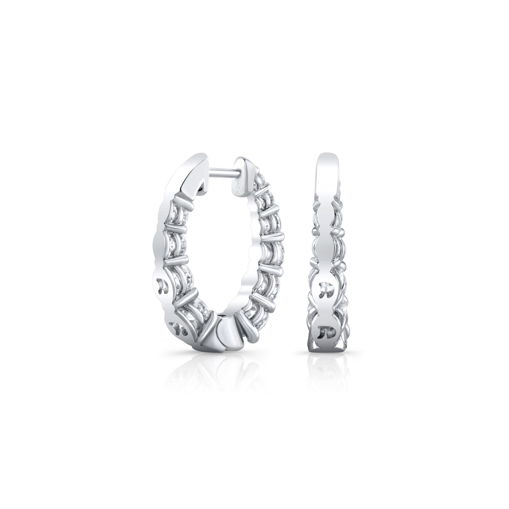 Gwen Oval Lab Diamond Graduated Hoop Earrings Platinum 20mm Pair