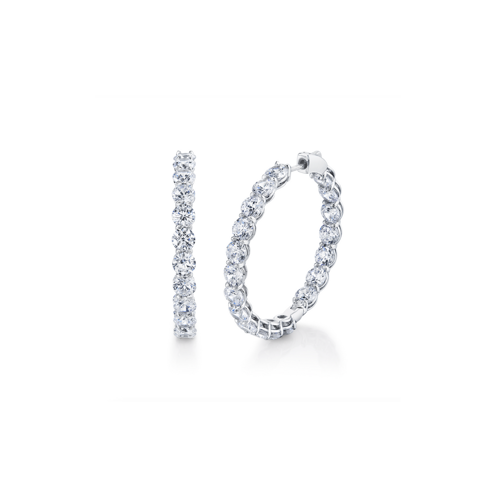 Olivia Lab Diamond Bold Inside Out Hoops Platinum Round Pair